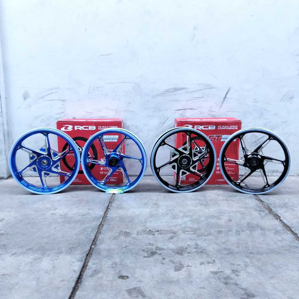 Velg Veleg Pelek Racing Variasi Palang 6 Set Depan Belakang CNC Merk RCB 14x160/185 Type CT 600 Biru