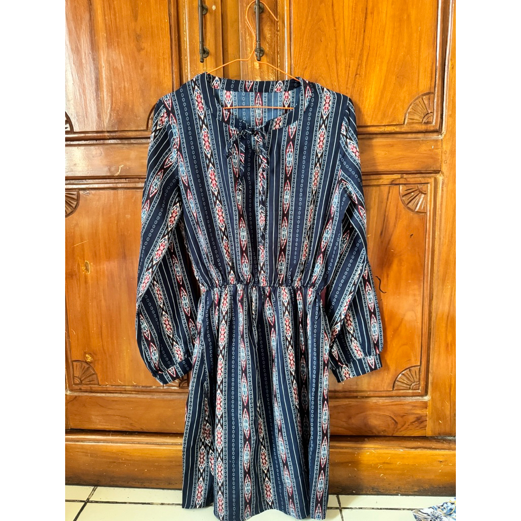 preloved midi dress wanita navy blue / baha gia dress look a like