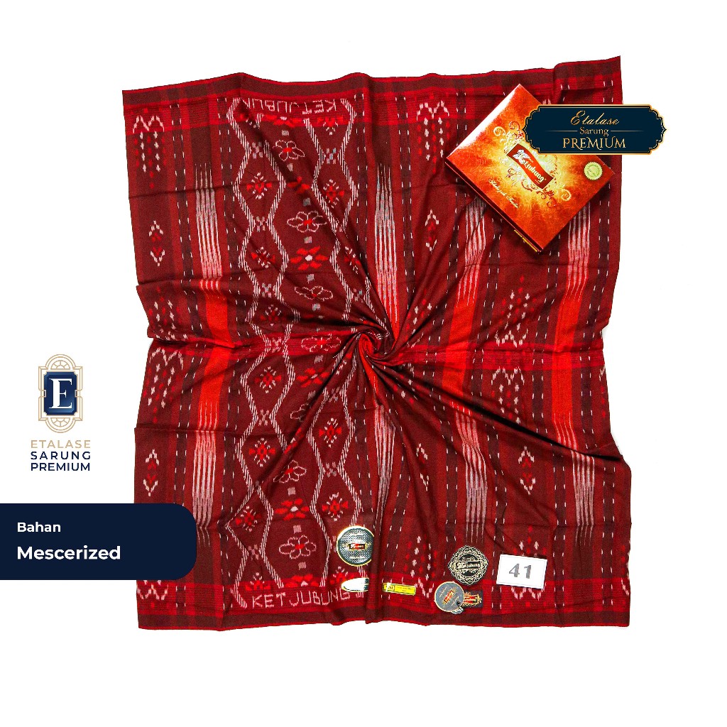 Sarung KETJUBUNG Red Classic Full Tenun ATBM Motif TJM Warna Mercerized Harga Terjangkau