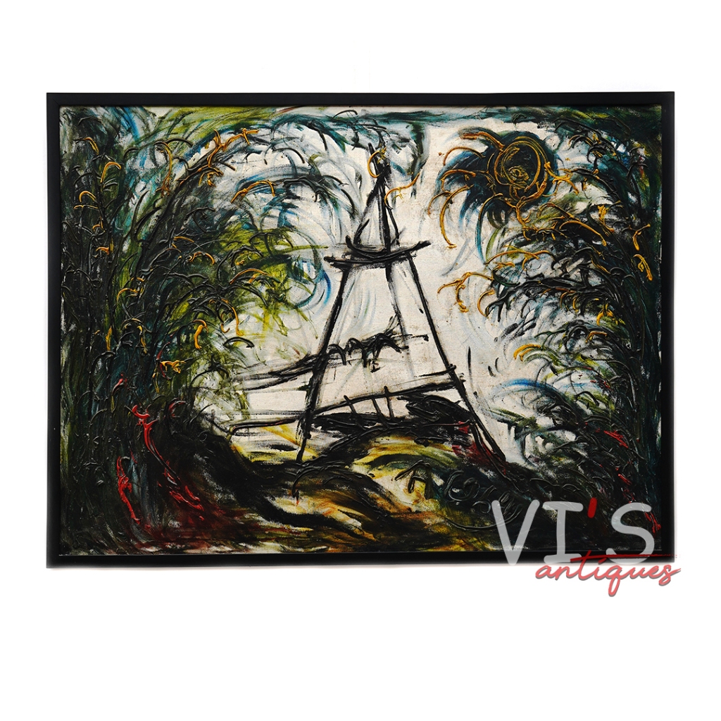 Lukisan Affandi Menara Oil On Canvas Antik Kuno