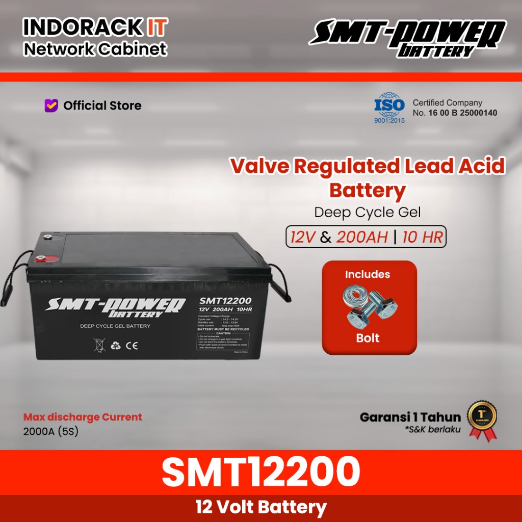 Battery 12V 200AH Baterai Aki Kering UPS SMT POWER SMT12200