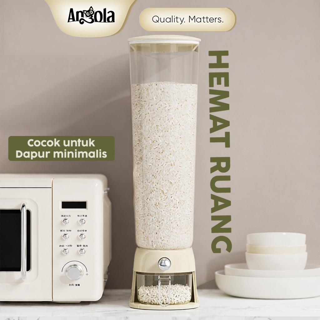 ANGOLA Dispenser Beras Otomatis 6KG-12KG E89A-E90A Tempat Penyimpanan Beras Food Grade Anti Kutu