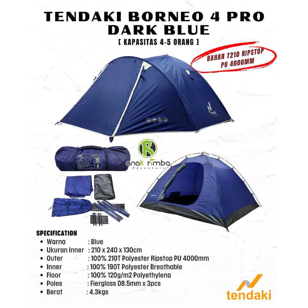 TENDA TENDAKI BORNEO 4 PRO BLUE TENDA BORNEO 4 PRO BIRU TENDA BORNEO 4