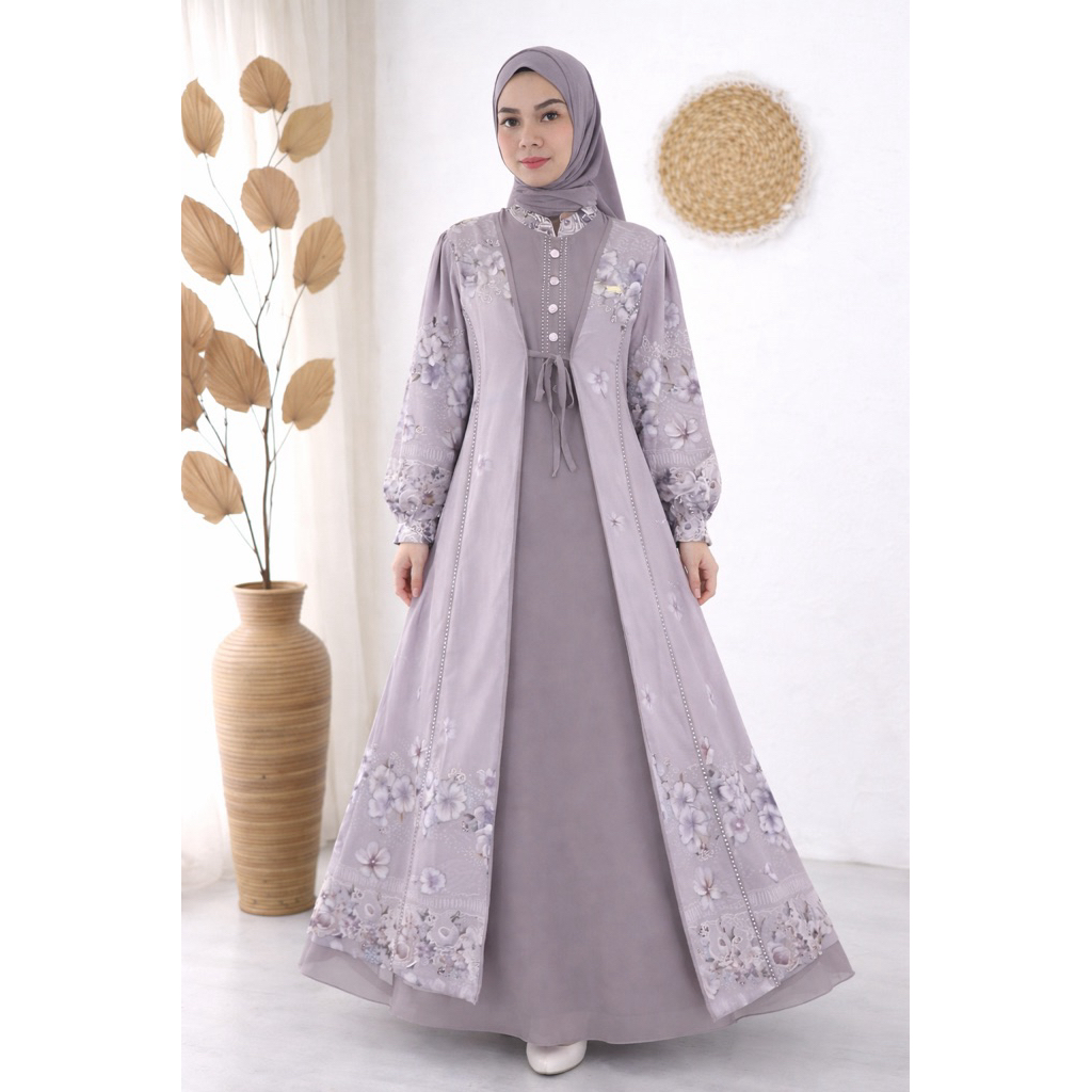 Gamis Syari Alesha Floral Layer Dress