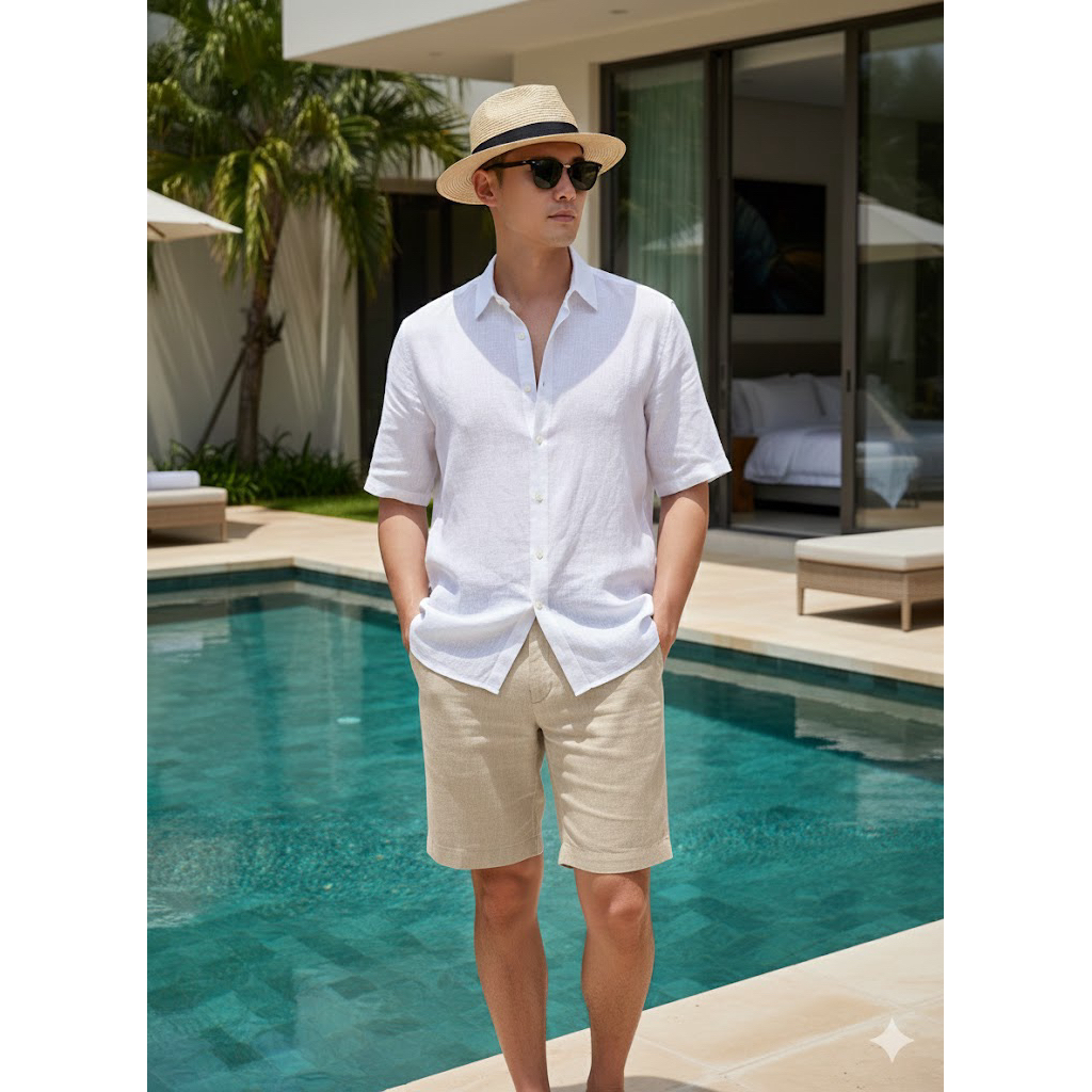 KOREAN LINEN SHORT SLEEVE SHIRT/KEMEJA LINEN/100% LINEN