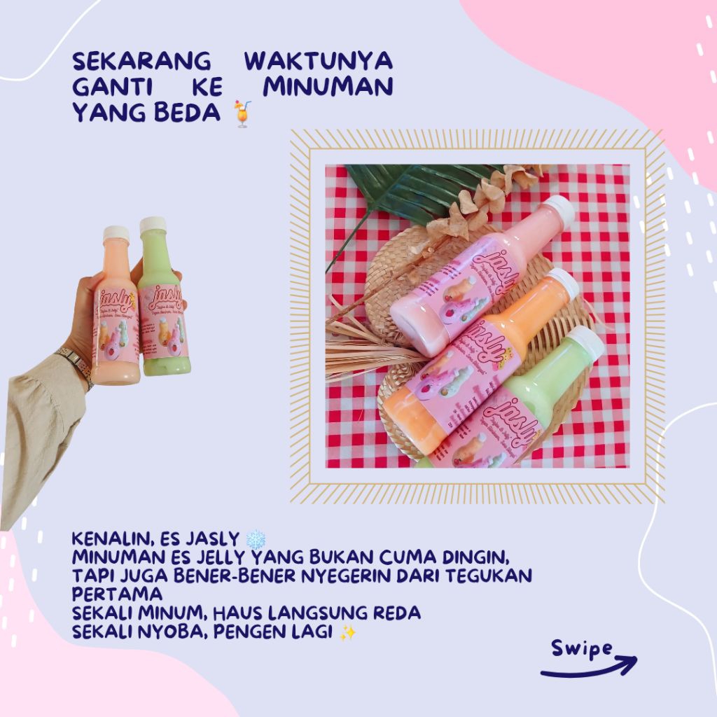 Es jesly (minuman jasjus, susu, dan jelly)