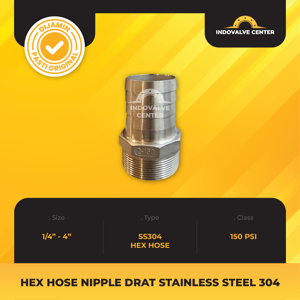 HEX HOSE NIPPLE 2” INCH - 4” INCH STAINLESS STEEL 304