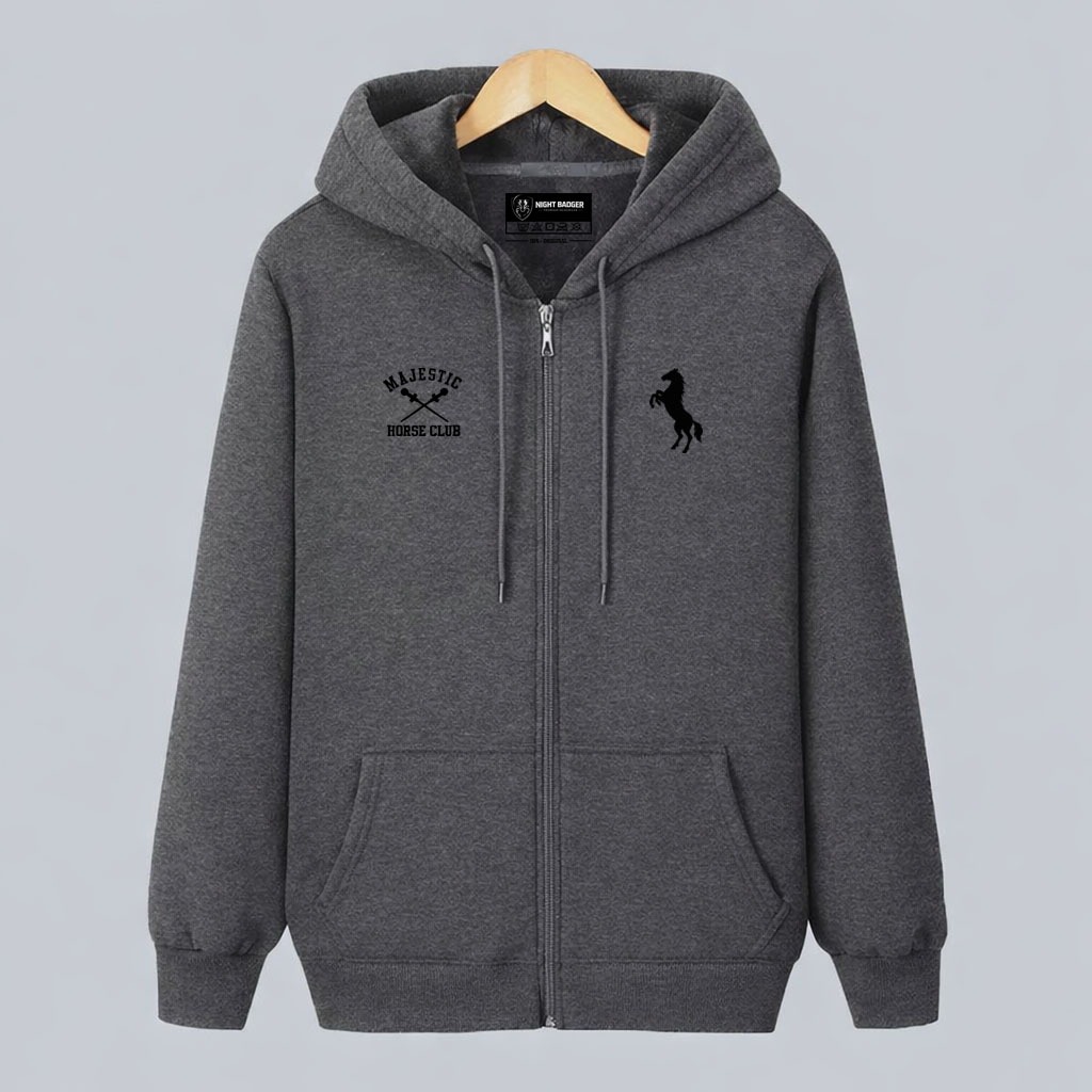 NIGHT BADGER Jaket Pria Wanita Logo Majesty Kuda Hitam Jacket Premium Unisex