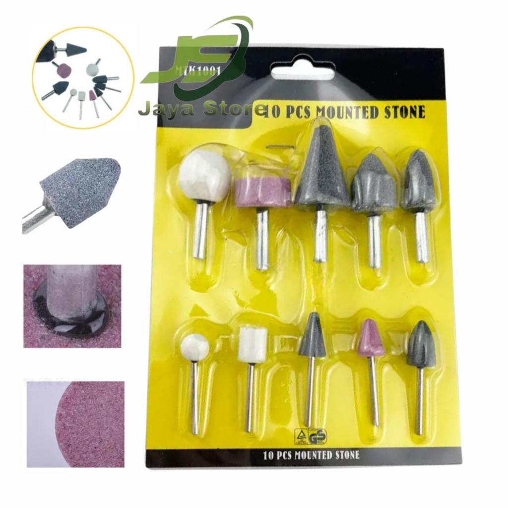 Mounted Stone 10 Pcs Mata Bor Batu Asah / Batu Poles Oslo Porting Mata Tuner Set 10 pcs Batu Osco Ba