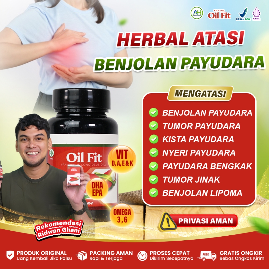 Obat Benjolan Payudara, Kista Payudara Bengkak, Tumor Payudara, Tumor Jinak Lipoma - Kapsul Oil Fit