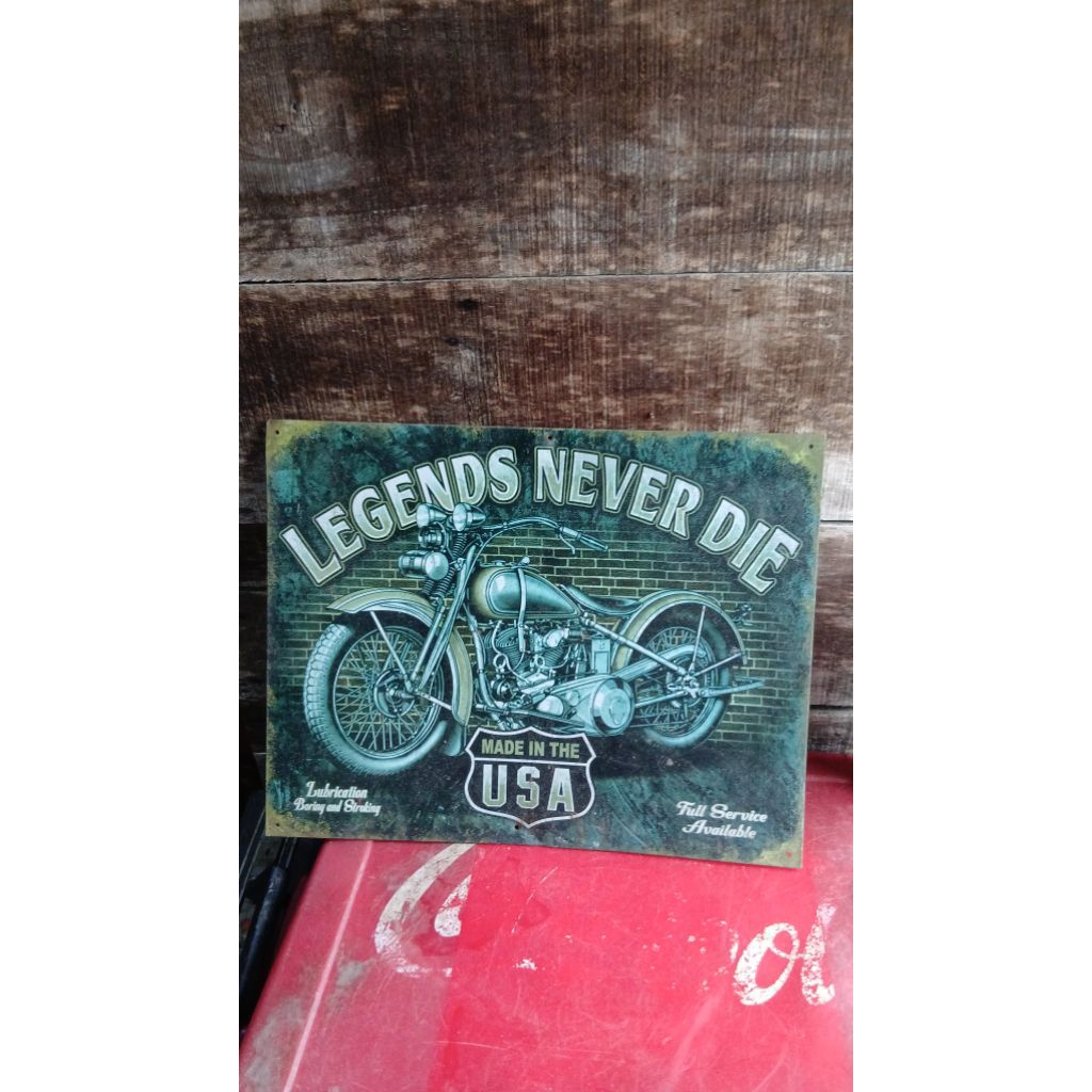 Papan seng iklan motor hurley davidson 445rb jadul antik kuno lawas vintage display