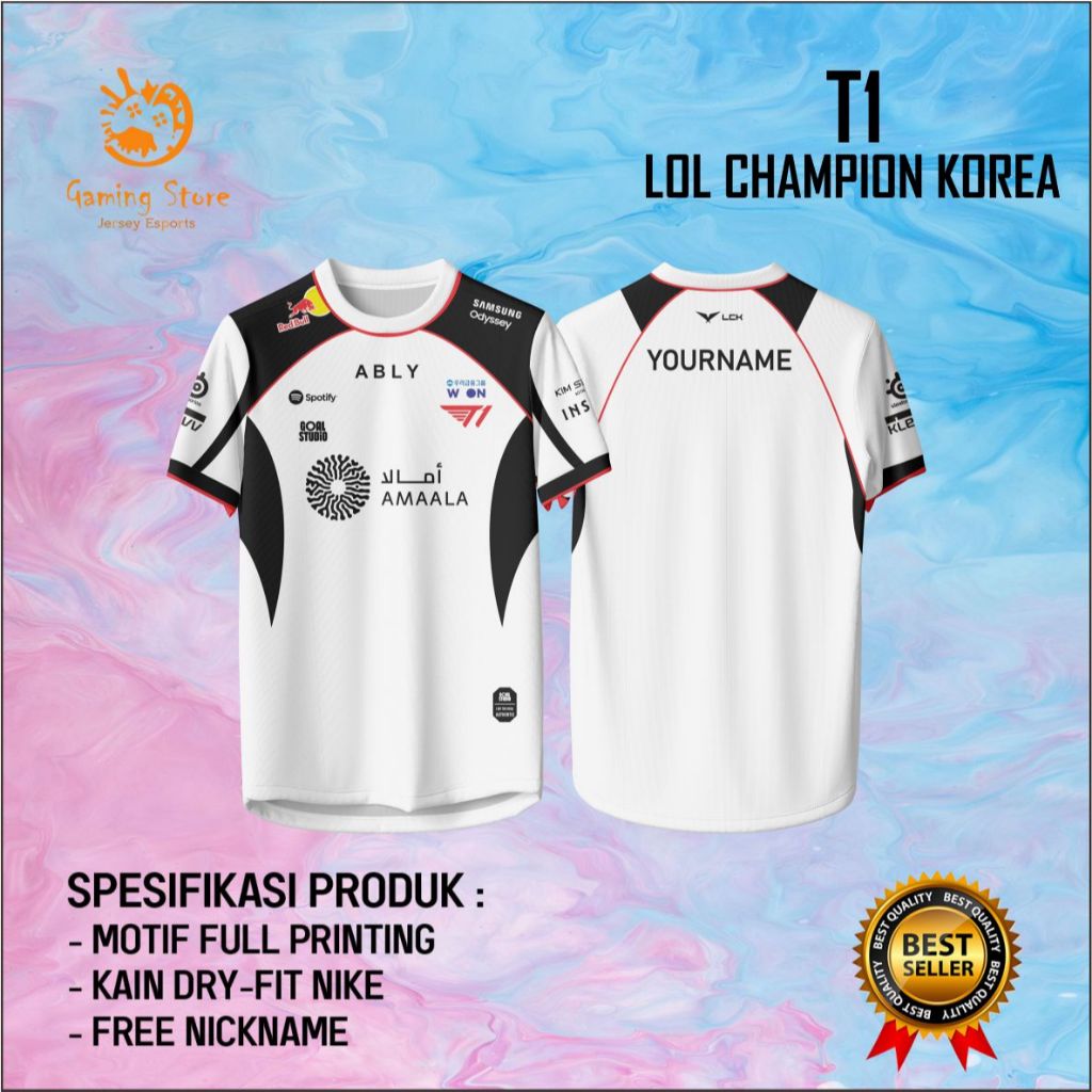 Jersey T1 LOL 2026 Terbaru Gratis Custom Nickname Full Printing