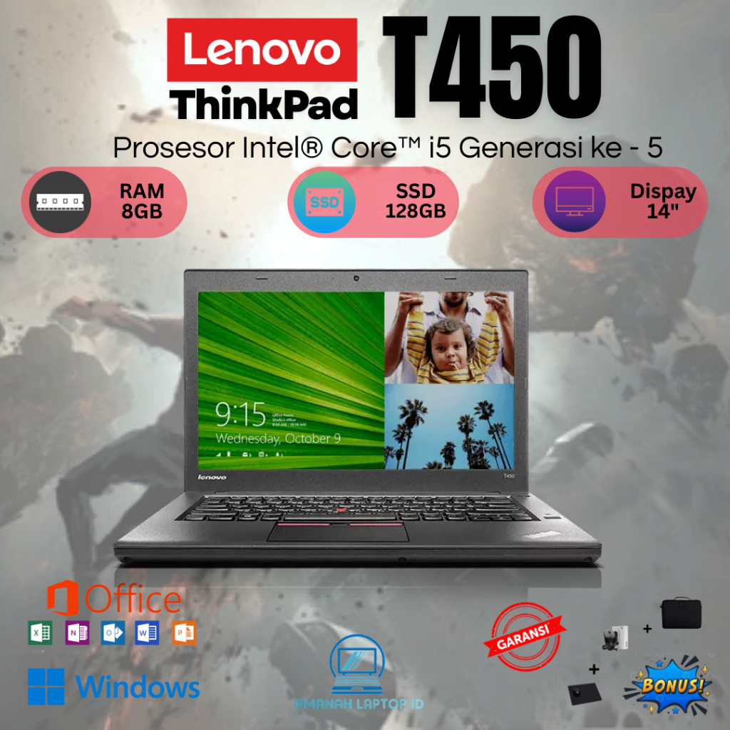 LENOVO Thinkpad T450 Core i5 Gen 5 RAM 8GB SSD 128GB Touchscreen