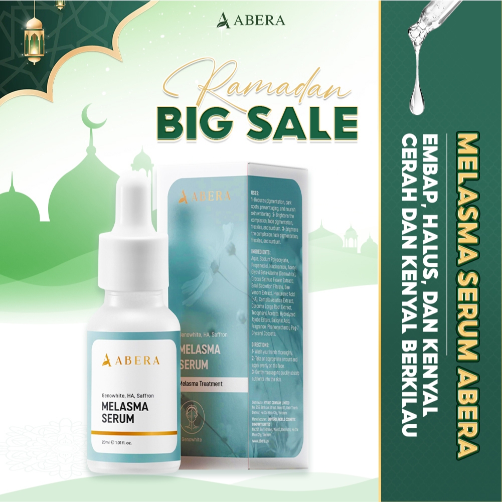 Abera Melasma Serum Wajah untuk Flek Hitam, Melasma, dan Kulit Cerah dengan Niacinamide & GenoWhite 