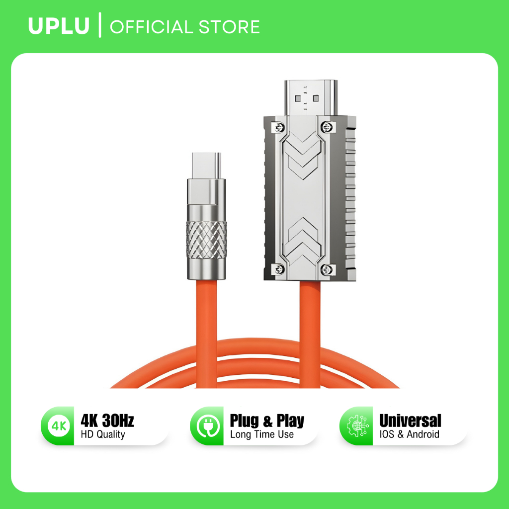 UPLU Adapter Kabel HDMI to Type C 4K 30Hz Converter HP Laptop ke Proyektor & Monitor