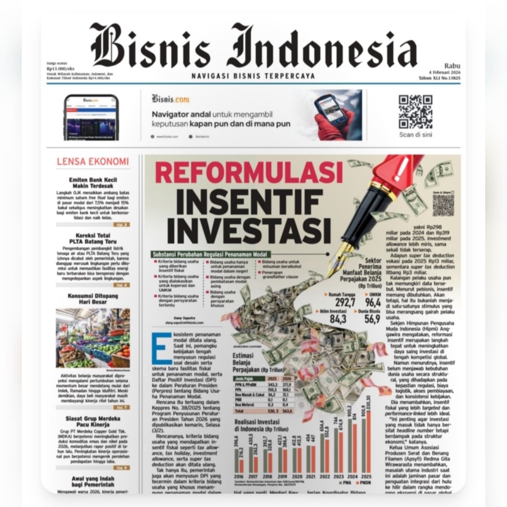 KORAN BISNIS INDONESIA EDISI FEBRUARI 2026 ( DIJUAL HARIAN )
