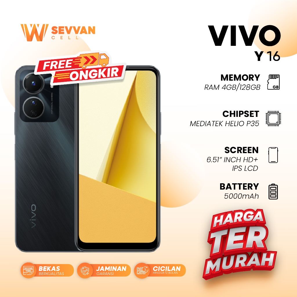 Handphone Vivo Y16 Ram 4 128GB