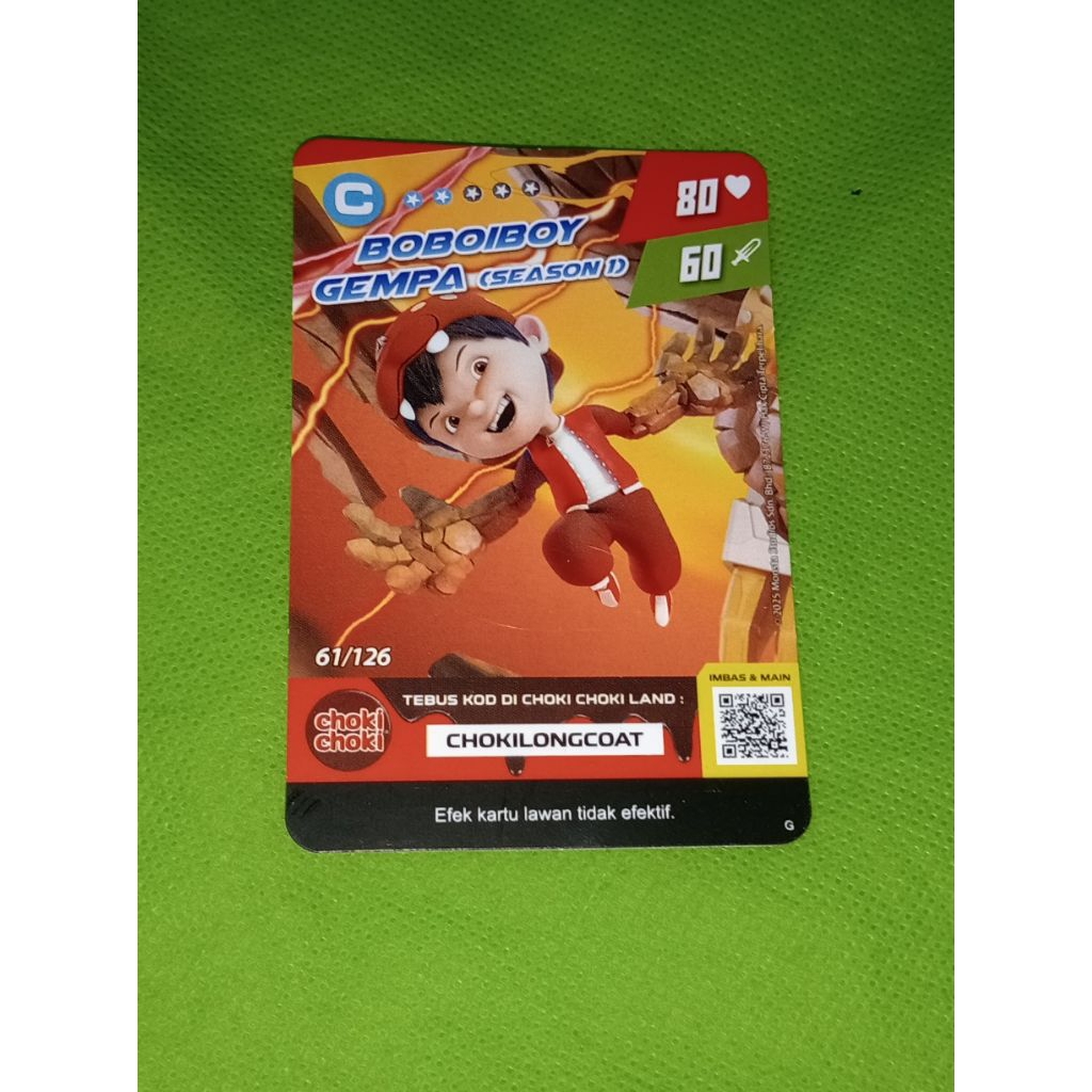 Kartu boboiboy gempa (season 1) monsta galaxy card choki choki season 2