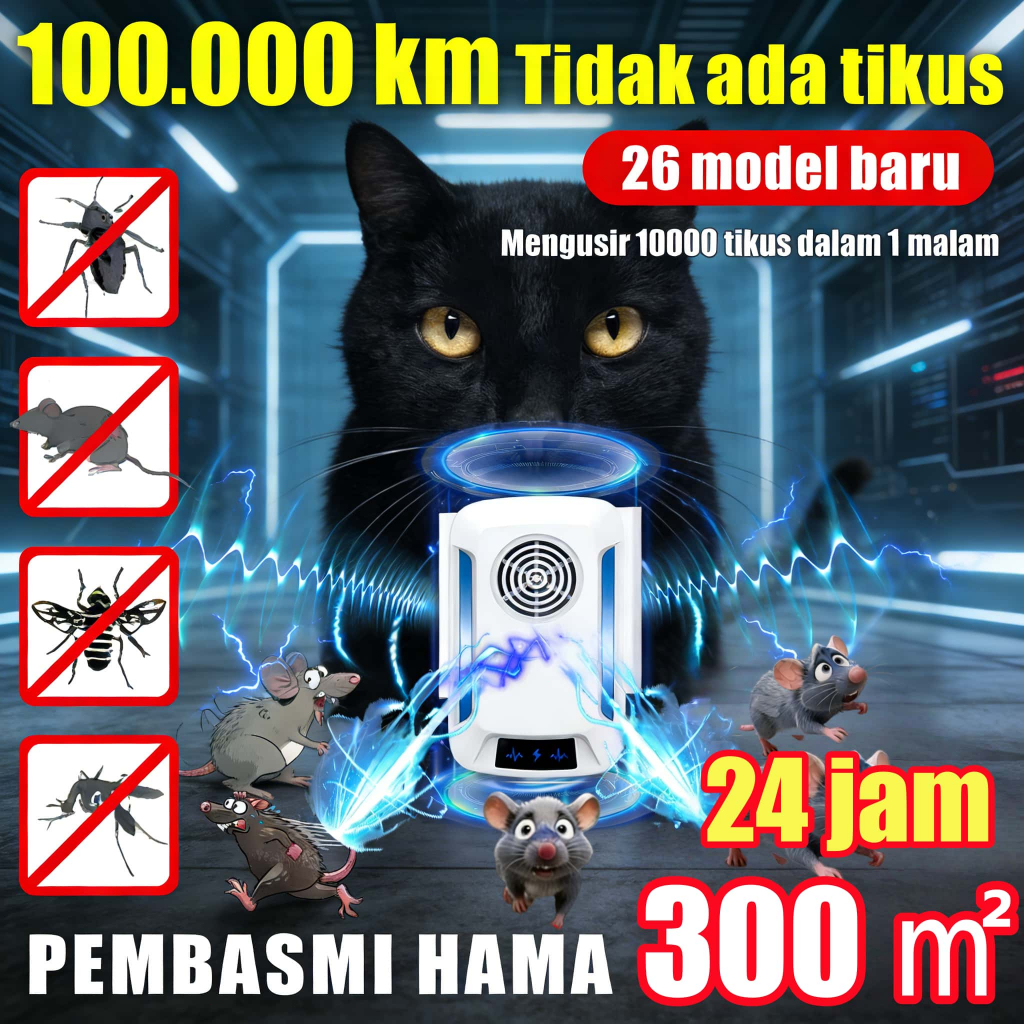 Pengusir Tikus Ampuh 100% Pembasmi Tikus Pengusir Tikus Ultrasonik Alat Pengusir Tikus Anti Tikus Un