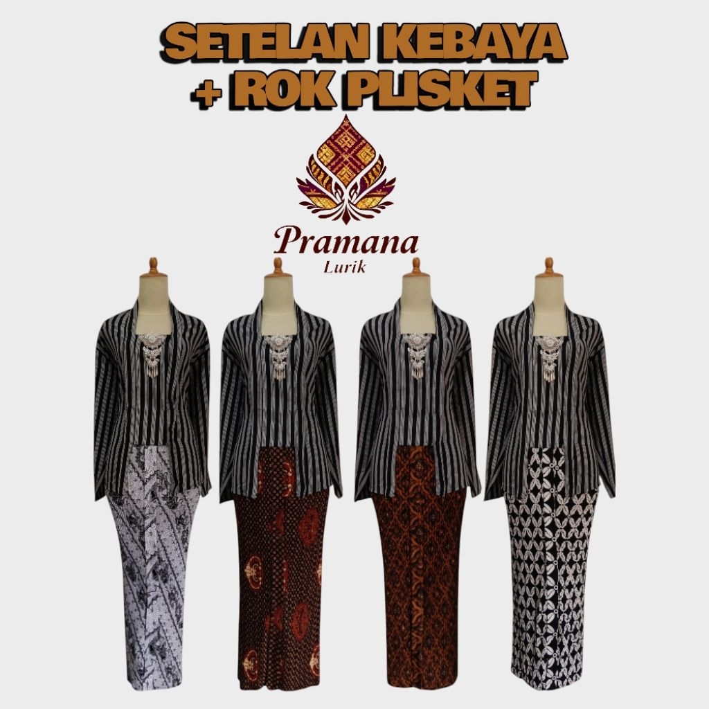 SETELAN KEBAYA ABU+ROK PLISKET Termurah Seragam Baju