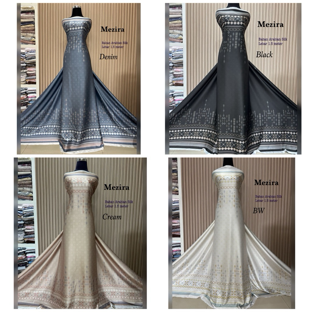 kain arm silk motif etnik ombre warna ||motif MEZIRA ||motif ETNIK GARIS COUPLE|| kain silk licin ||