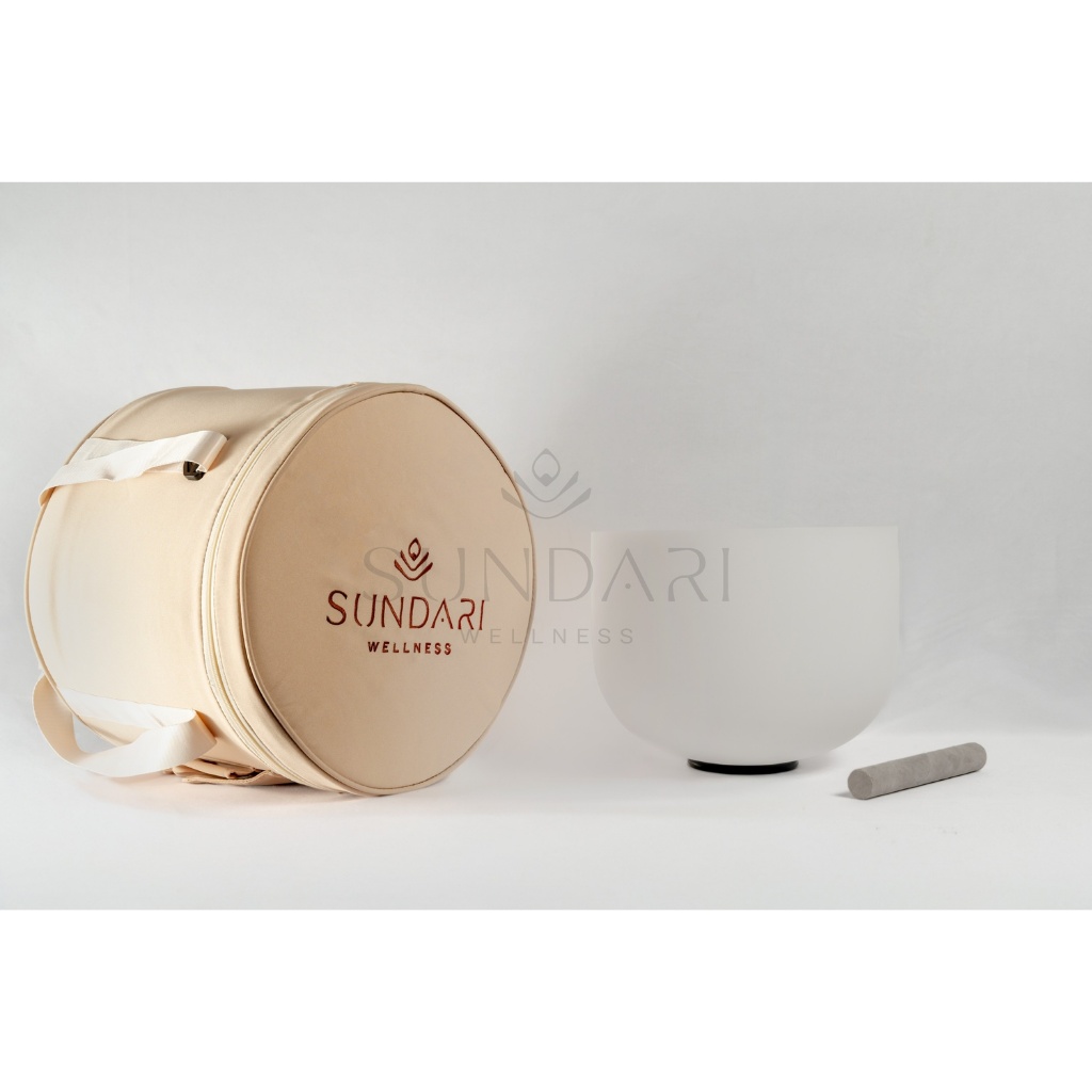 Crystal Singing Bowl 13” – Note D – White Frosted Bowl | Sound Healing & Meditation