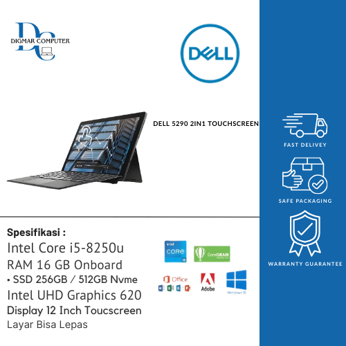 Laptop murah Laptop second Laptop Tablet PC Murah Dell 2in1 5290 Touchscreen Core i5 Gen 8