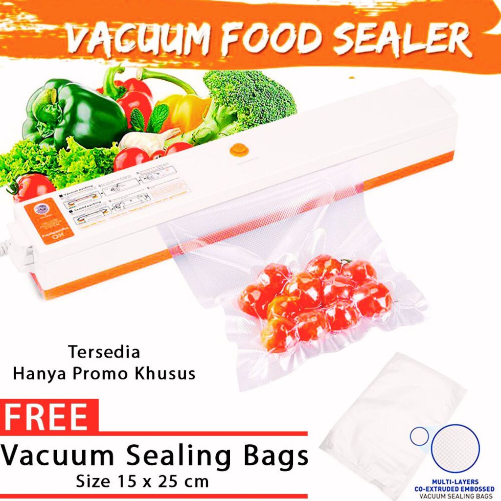 Taffware Alat Vakum Makanan Frozen Kering Dan Basah Vacuum Sealer Packaging Machine + Plastik 10PCS