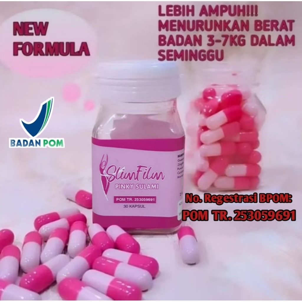 <COD>Pelangsing Sulami Pinky  Kapsul Slimming Herbal 100% Original,pelangsing badan,obat kurus Herba