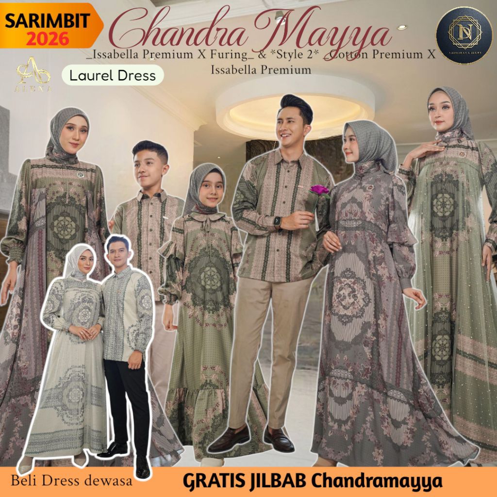 GRATIS HIJAB SIAP KIRIM Ready Chandramayya Dress sarimbit nadheera luxury (LAUREL DUST)