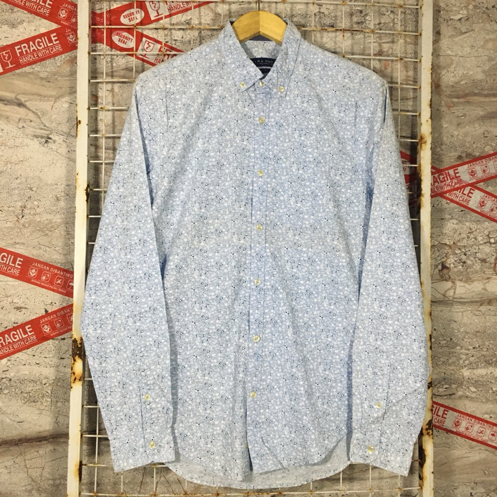 Kemeja Zara Man Motif Bunga Original Second Size M . 05924