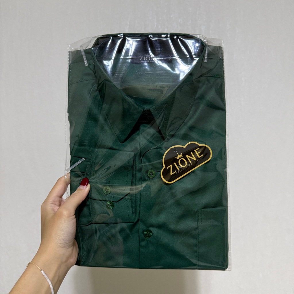 KEMEJA PRIA ZIONE - KEMEJA POLOS LENGAN PANJANG PRIA WARNA HIJAU NATAL
