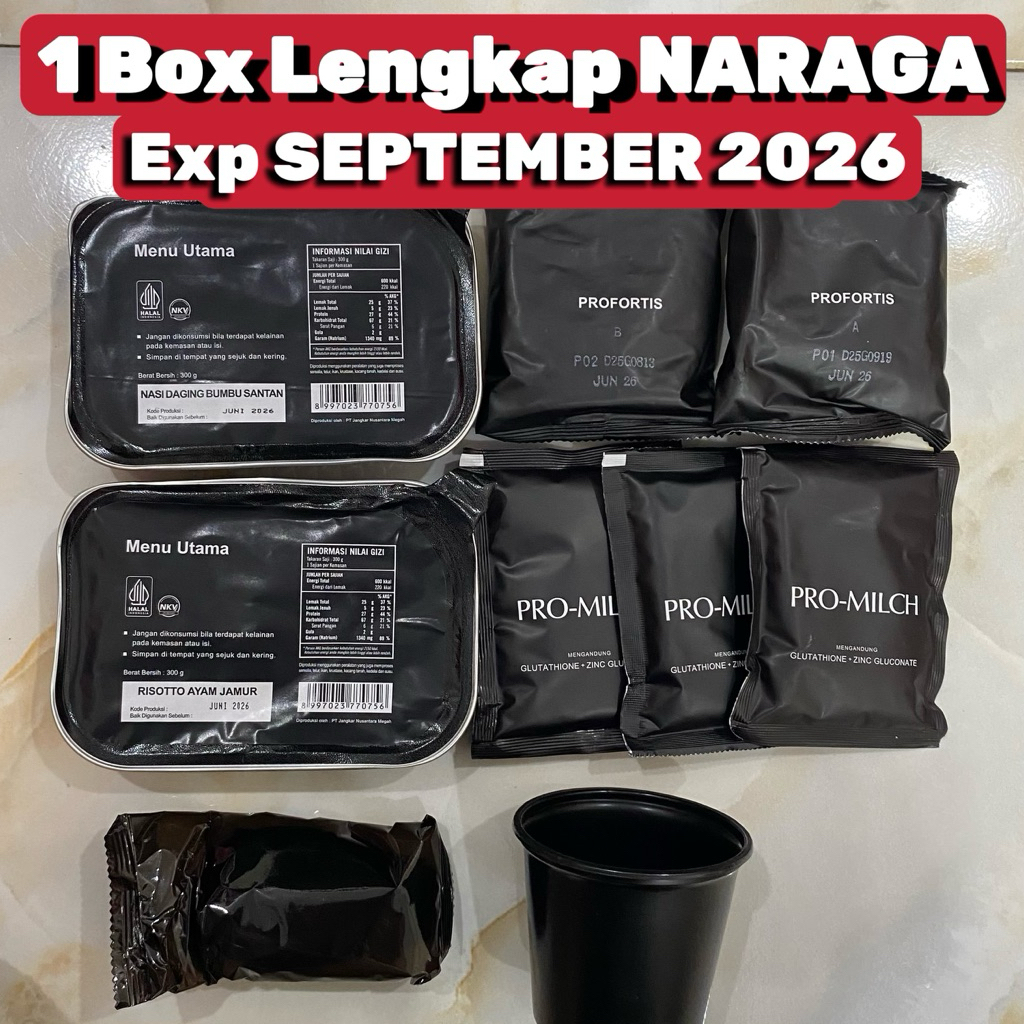 TERBARU SATU BOX NARAGA Plus RANSUM TNI MAKANAN JATAH TNI EXP SEPTEMBER 2026