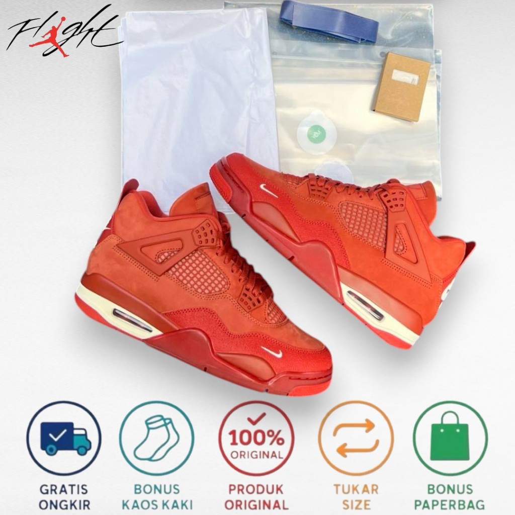 Sepatu Basket aj Retro 4  Kulit Rubber orange