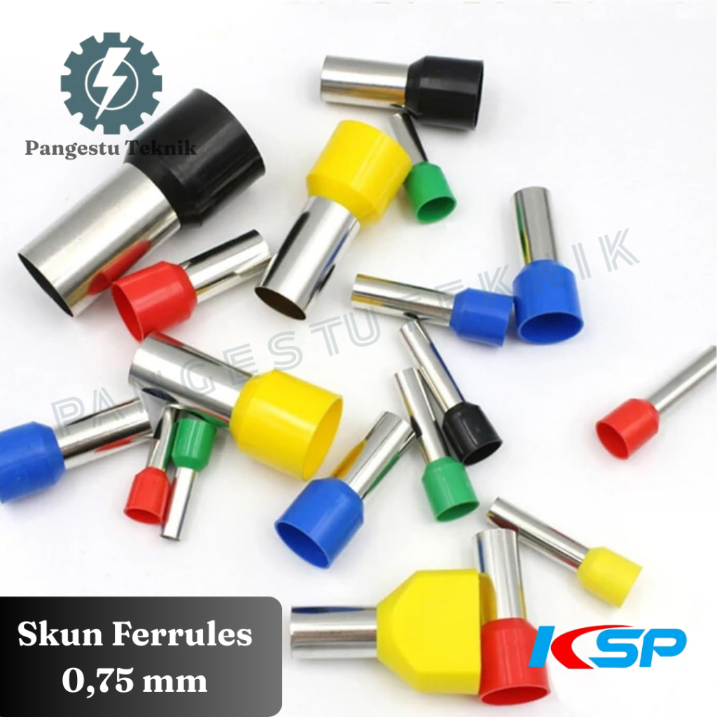 Skun pin berlubang 0,75mm Insulated Cord End Terminal / Scun Ferrules Ferul 0.75 mm merk KSP Fort E7