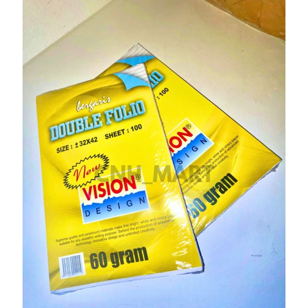(100)Lembar Kertas Double Folio Bergaris VISION - 100 Lembar Kertas Double Folio 100Lembar VISION