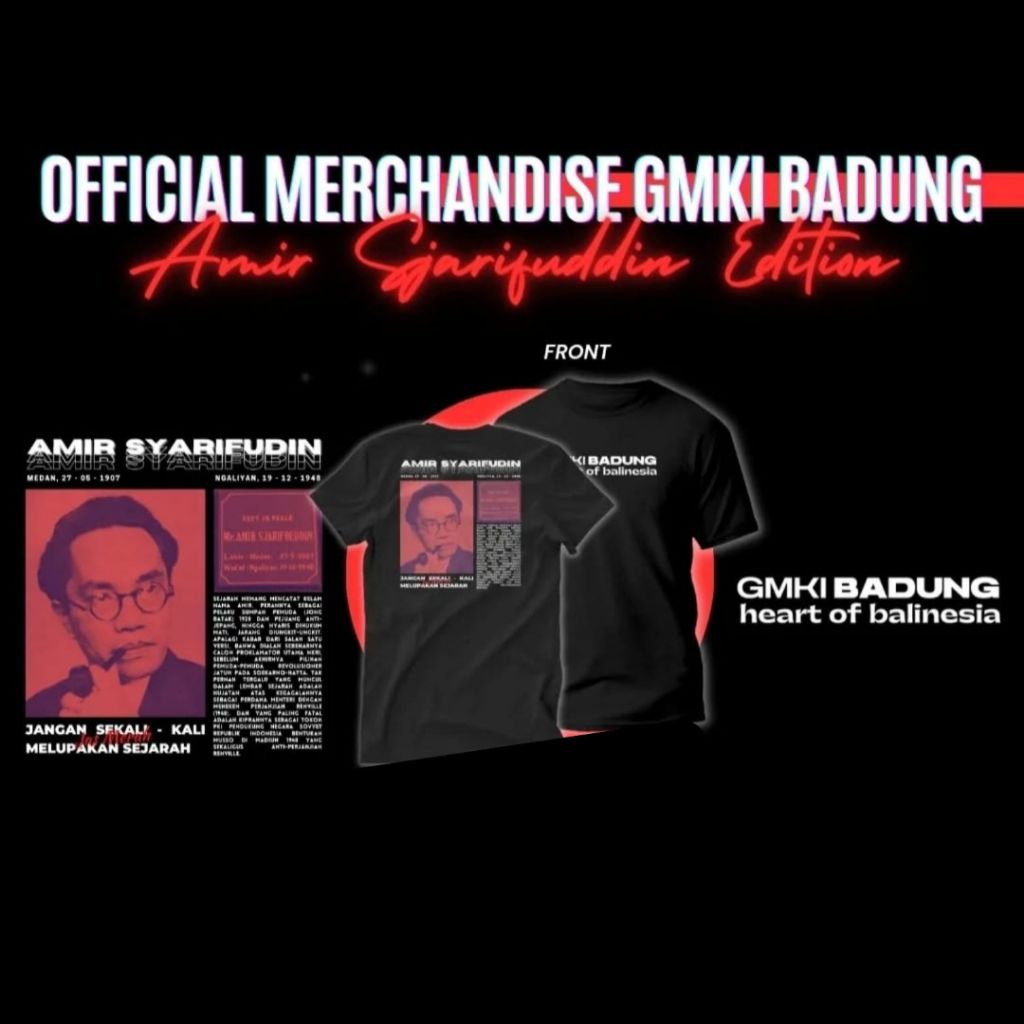 Kaos GMKI Badung Amir Syarifuddin cotton Combed kaos aktivis