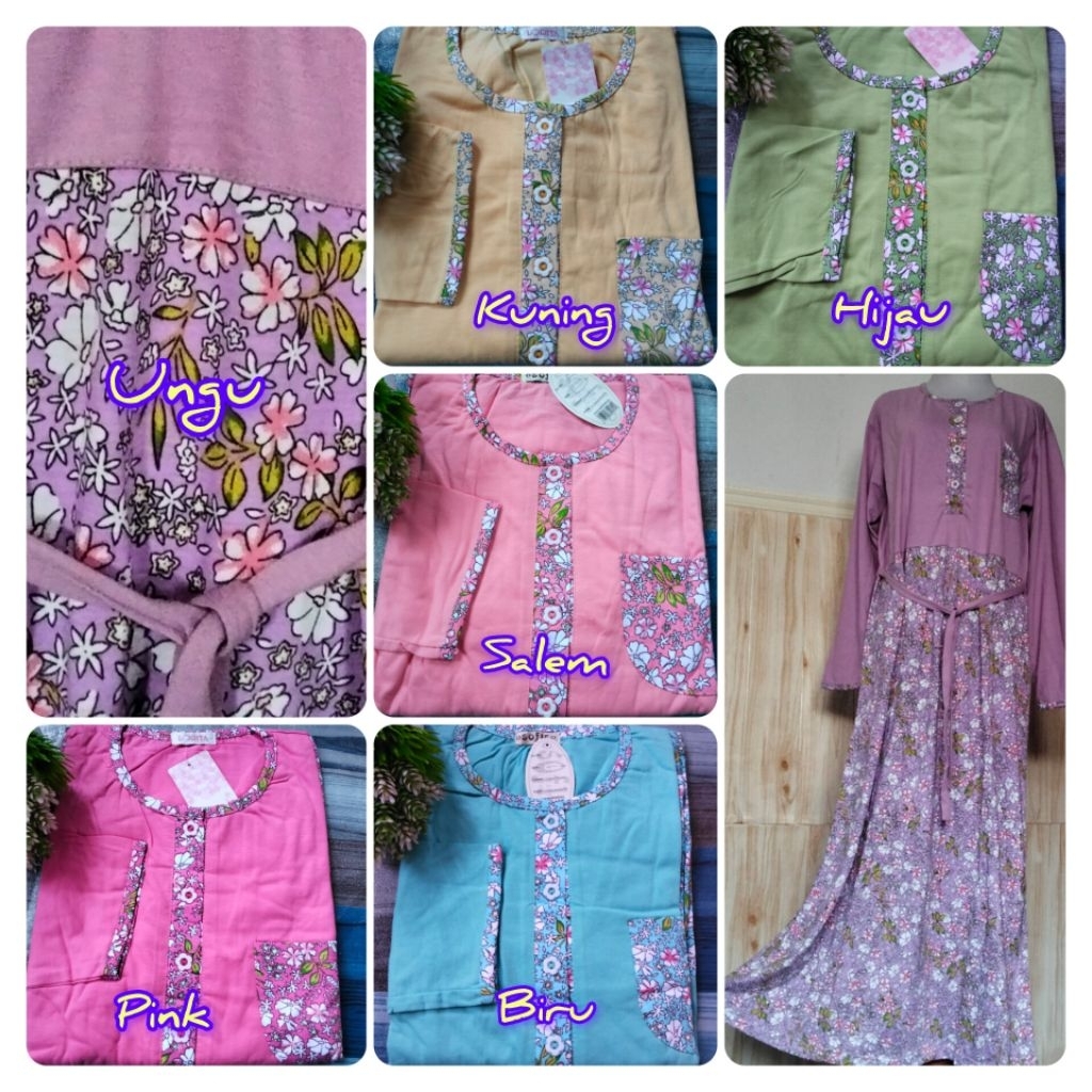 Gamis homedress premium, gamis Baju tidur Lorita, daster kaos panjang, gamis daster