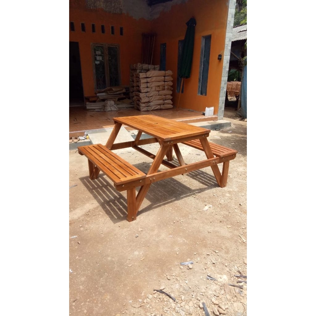 Set meja bangku outdoor set meja bangku cafe set meja bangku resto