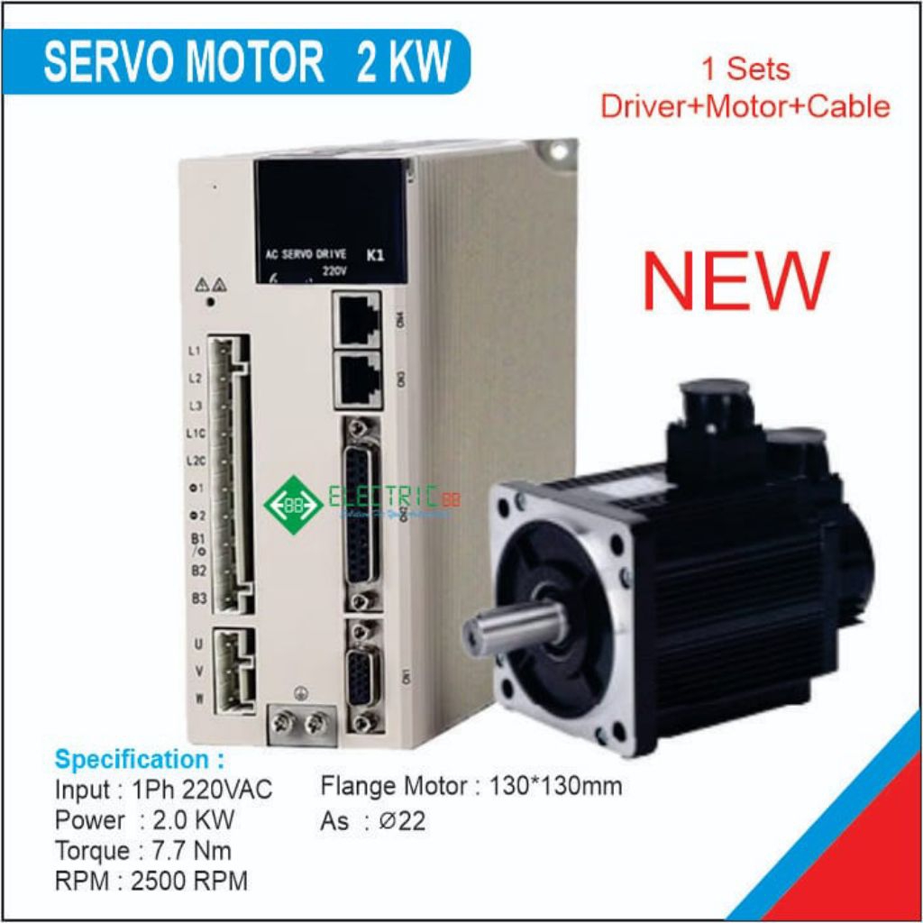 STEP SERVO MOTOR 2.2KW 1 SETS DRIVER, MOTOR, CABLE