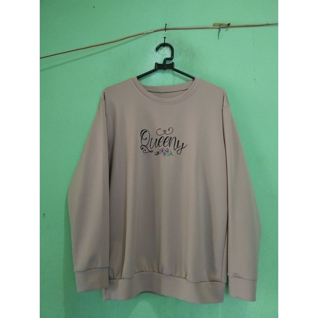 Blouse baju wanita bahan karet stretchy tebal warna dusty pink