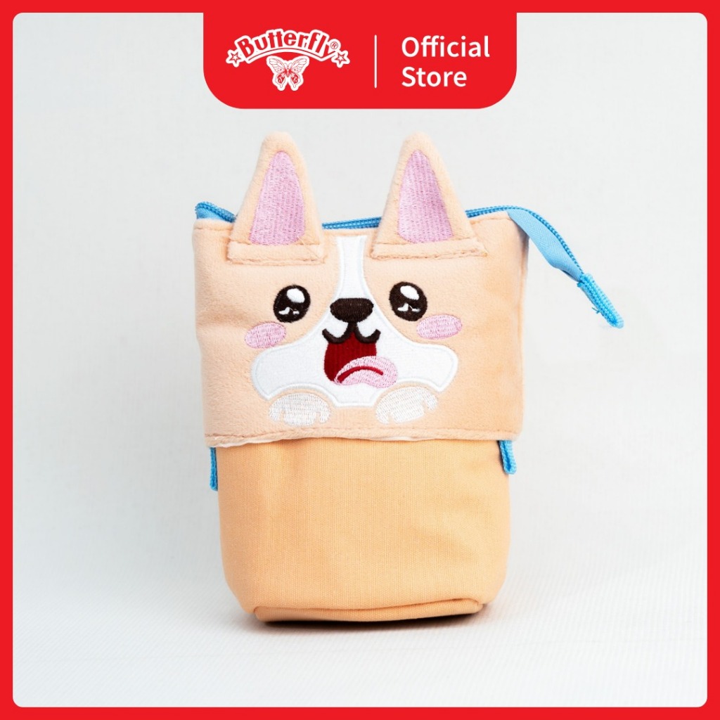 Butterfly Corgi Pop Up Plush Pencil Case - Tempat Pensil untuk Sekolah & Kuliah