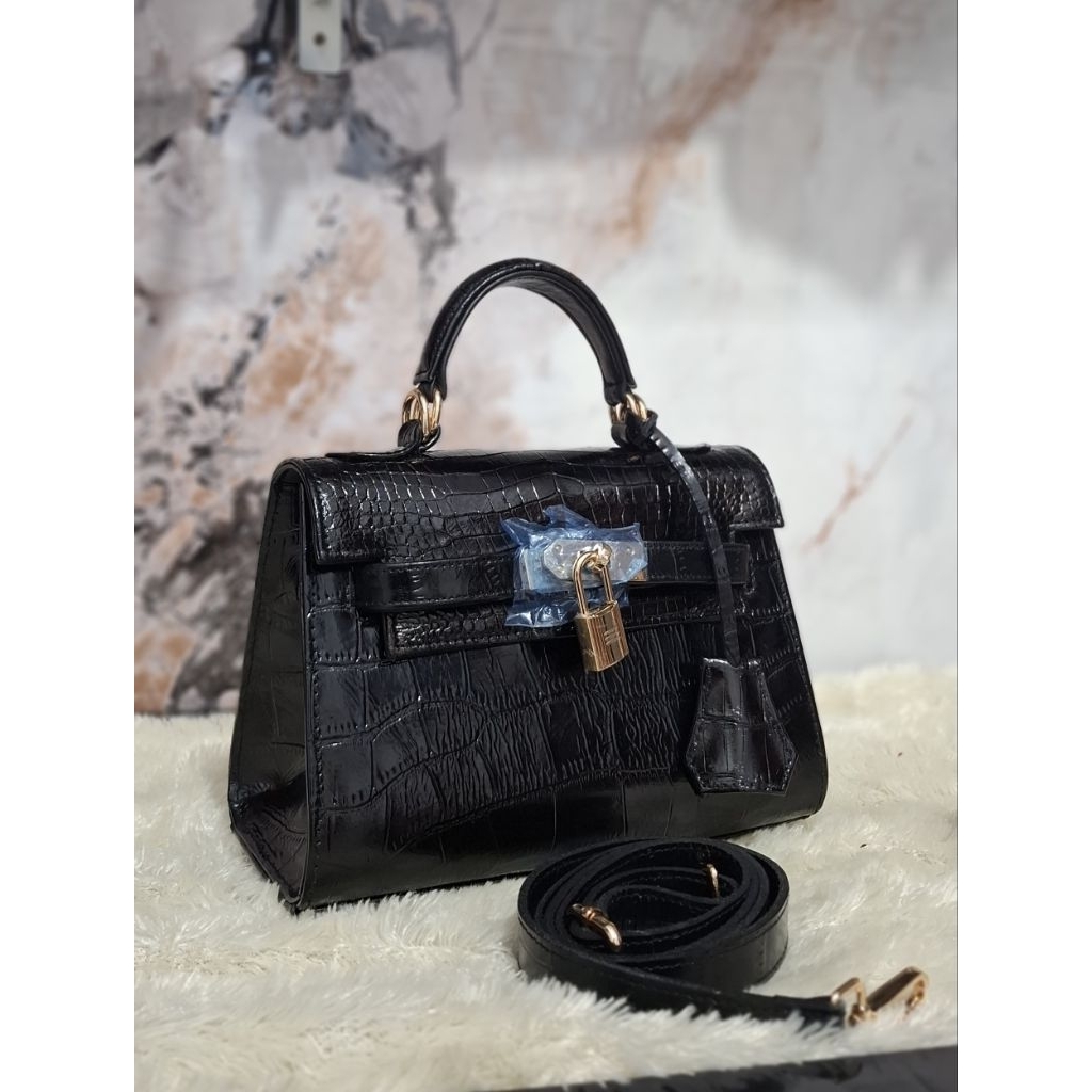 Tas Wanita Kulit Buaya / Croco Asli model Top Hendle