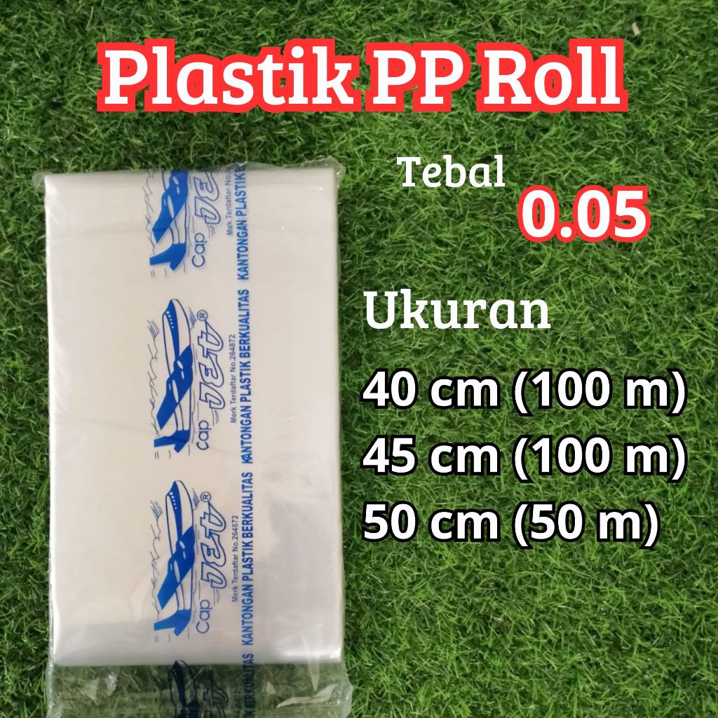 Plastik PP Roll Tebal 0,05 lebar 40-50 cm Panjang 100 m Plastik PP Bening Transparant