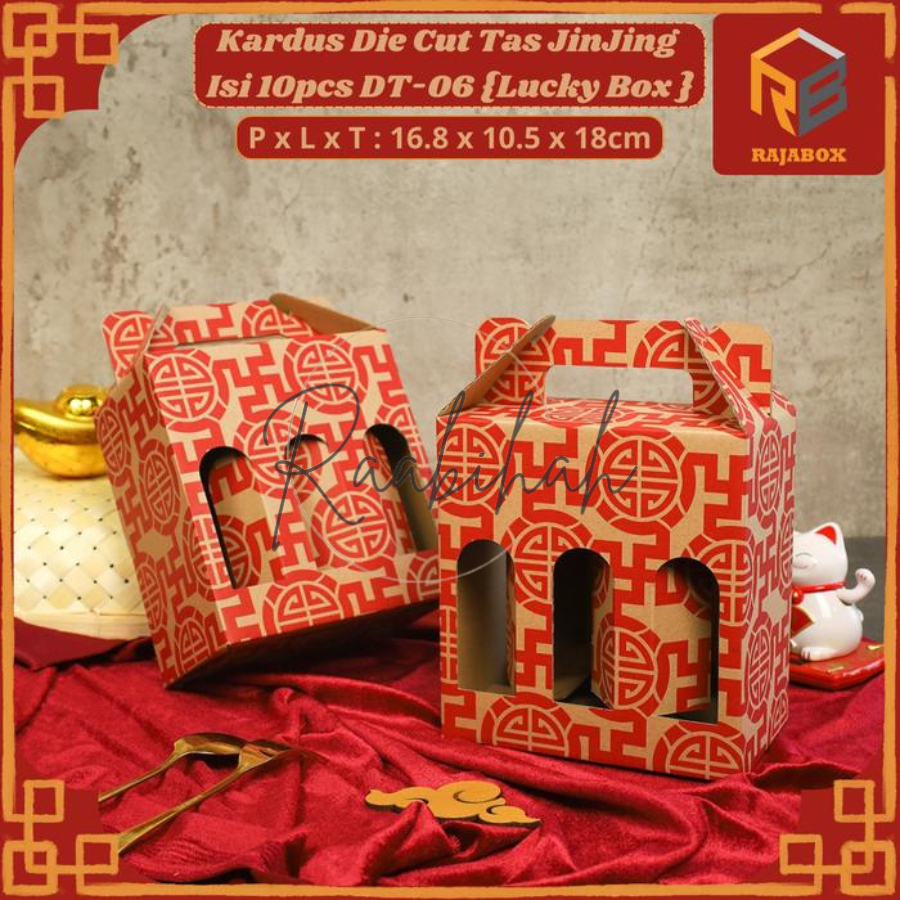 (10 pcs) Kardus botol imlek Tas Jinjing hampers imlek Isi 6 botol 250 ml kotak kue sincia box hamper