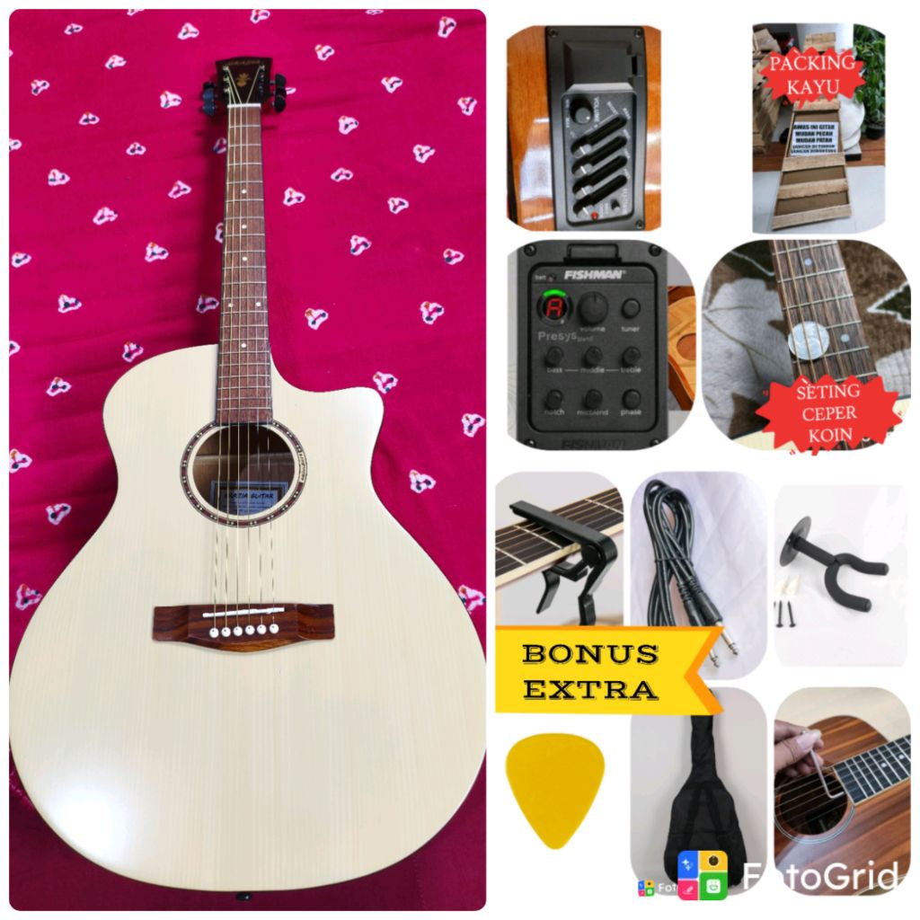GITAR ORIGINAL GRAZIA MODEL TM 05 N GITAR AKUSTIK ELEKTRIK ORIGINAL