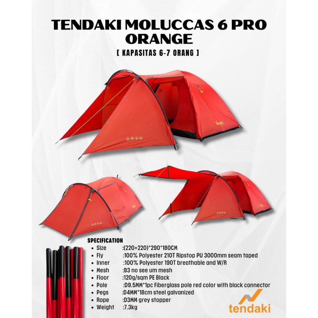 Tenda Tendaki MOLUCCAS 6 PRO / Tenda Camping Dome 6-7 Orang Double Layer
