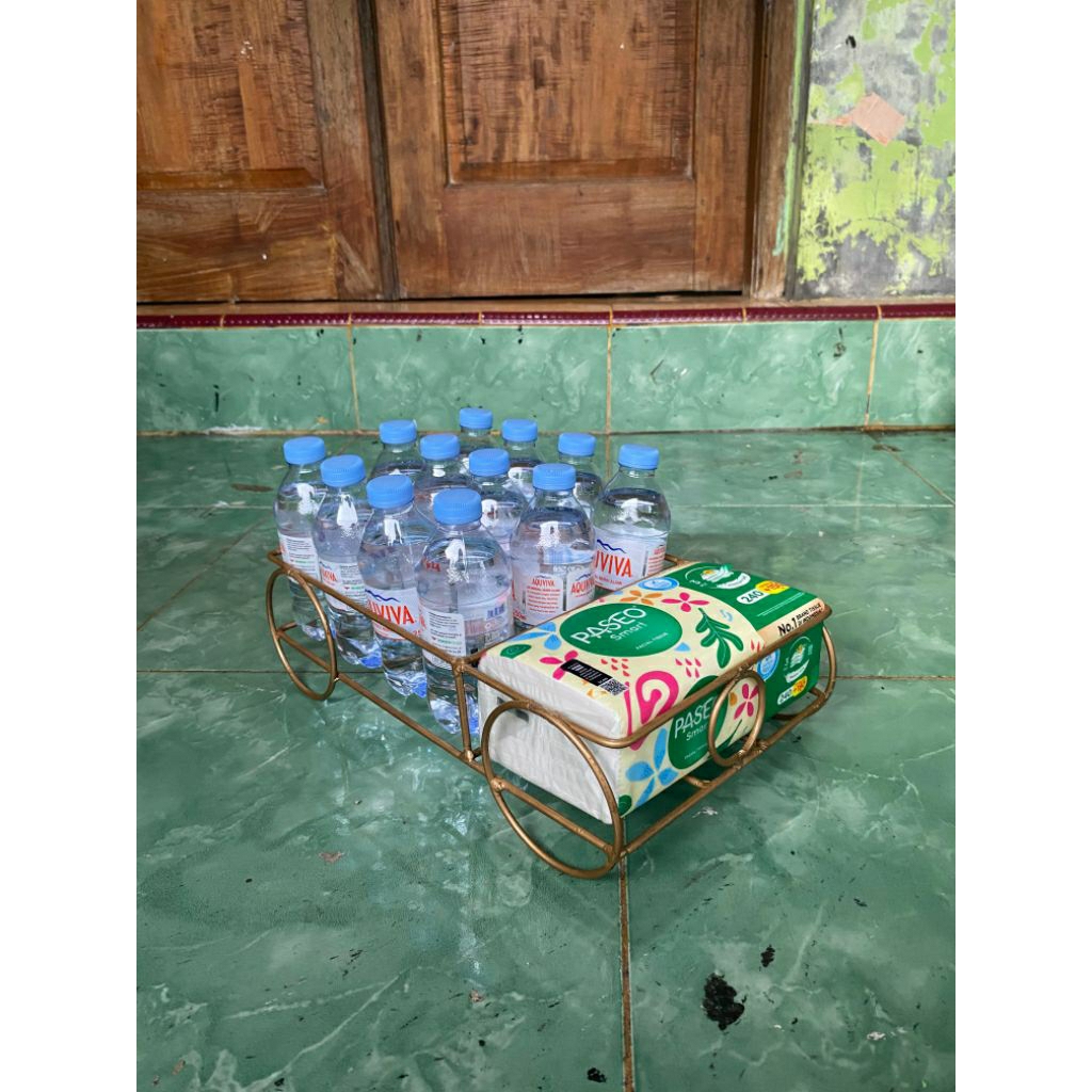 rak botol minum dan tissu/rak aqua/rak tissu/rak minimalis