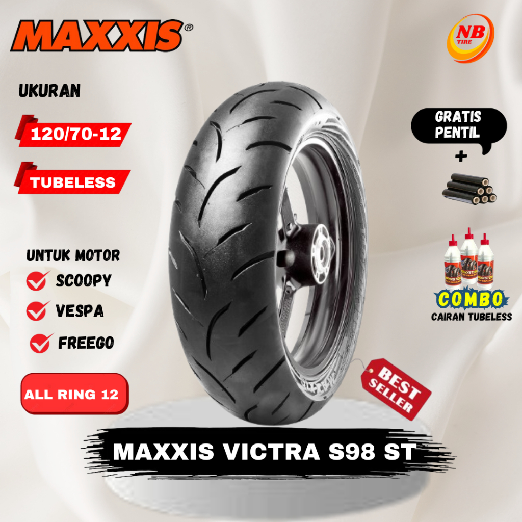 [READY STOK] MAXXIS VICTRA RING 12 120 / 70 - 12 / BAN MAXXIS 120/70-12 / 120-70-12 BAN TUBELESS / B