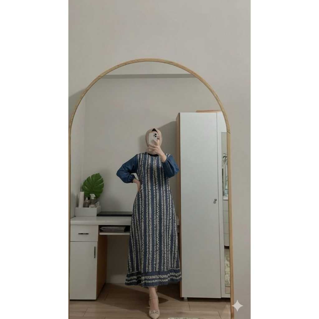 Daster Pallapa Dress Rayon Rempel Busui Lengan Panjang Homedress Batik